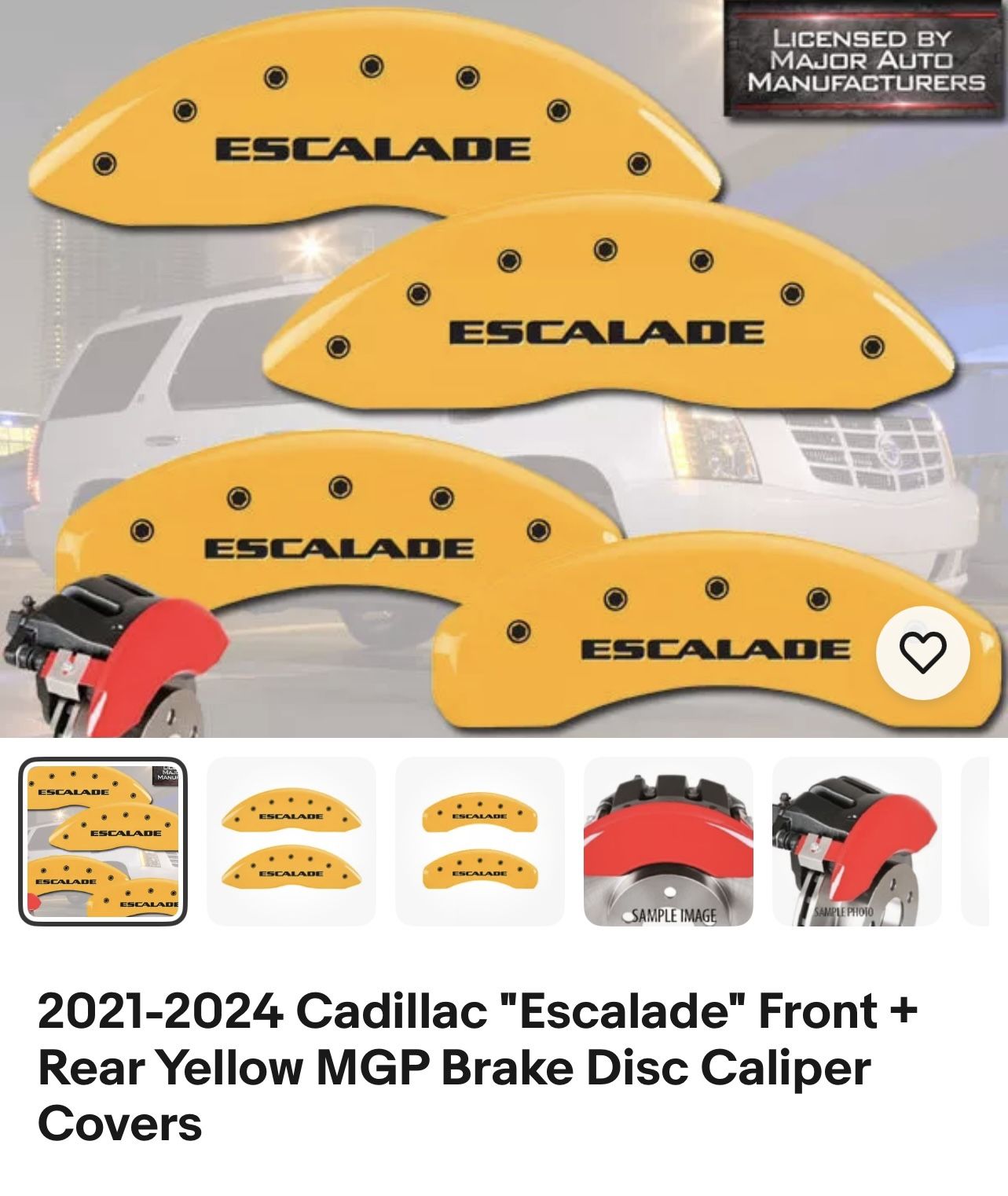 2021-2024 Cadillac "Escalade" Front + Rear Yellow MGP Brake Disc Caliper Covers