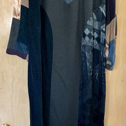 Donna Jessica Size 3X Patchwork Dress, Shades of Green & Brown - EXCELLENT COND.