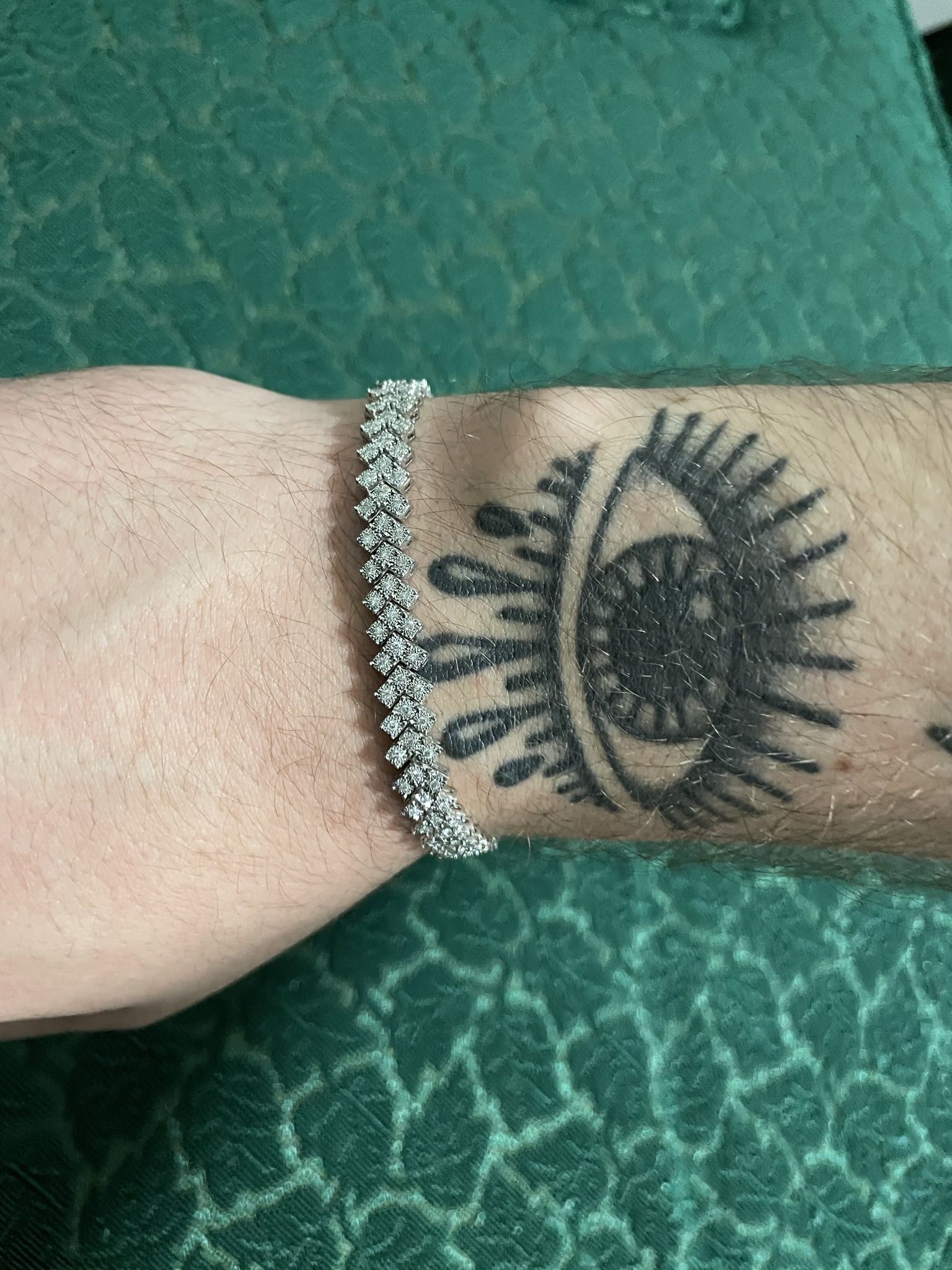 Diamond And 925 Silver Bracelet