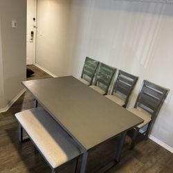 6 Piece Modern Gray Dining Room Set 