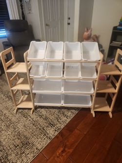 Toy storage organizer with 12 bins & 6 shelves