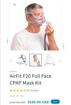 Res Med Full Face Mask Air fit F20 Large New