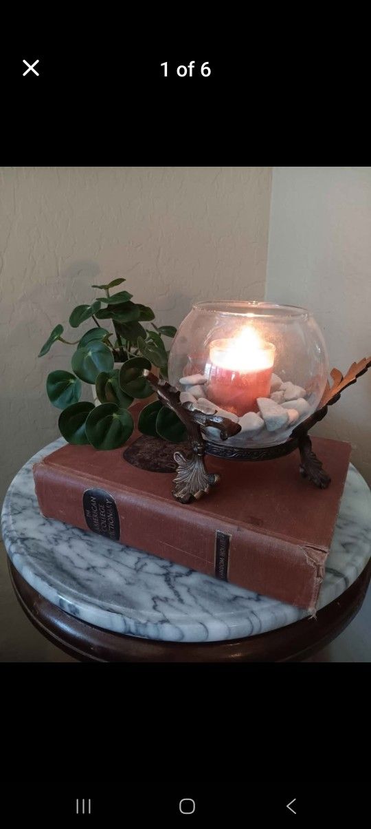 $8 Glass Rod Iron Candle Holder