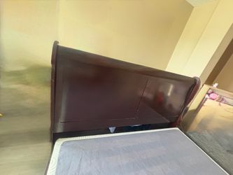 Cherry wood bed frame with box spring (queen)
