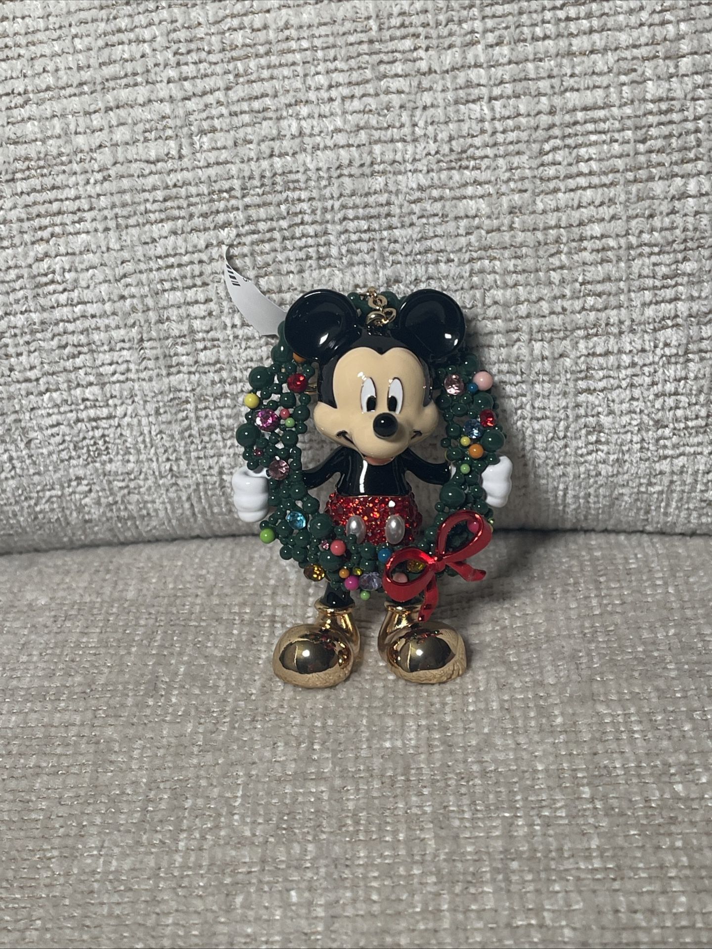 BaubleBar Christmas Mickey Mouse With Wreath Hand Bag/Key Fob Charm NEW