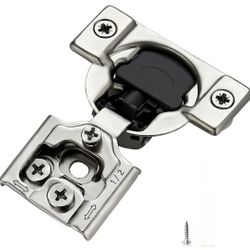 Ravinte 60 Pack 30 Pair 1/2 inch Overlay Soft Close Hidden Door Hinges for Kitchen Stainless Steel Adjustable Satin Nickel