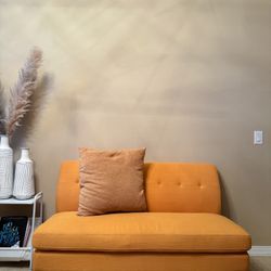 Carson Carrington Tjaereborg Mid-century Modern Mustard Yellow Linen Armless Loveseat