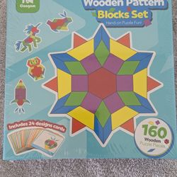 Wooden Pattern Blocks Set Montessori Toy