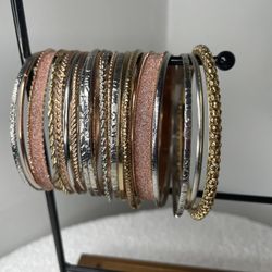 Bangles Rose Gold, Silver, Gold And Pink 