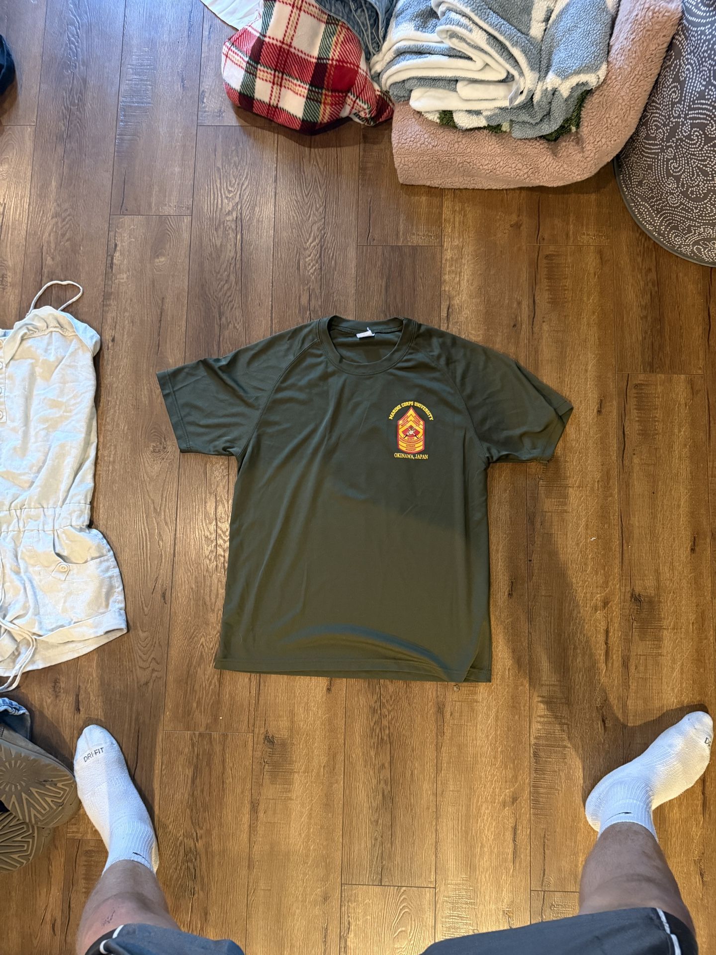 Green and red USMC t shirt