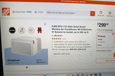 6000 BTU 115- Volts Window Ac, 250sq ft