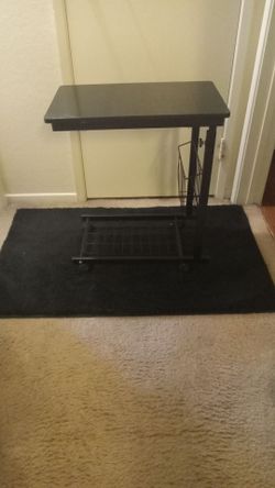 Black Rolling Side Table with Storage