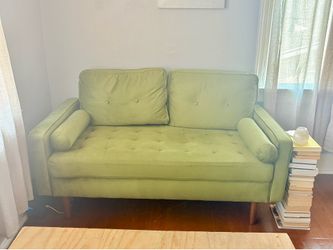 Olive Green Velvet Couch (Wayfair) – Great Condition!