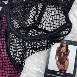 Lace and Fishnet Teddy Bodysuit 