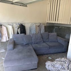 Grey Blue Sectional Couch