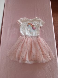Btween Girls Pink Unicorn Star Tutu Dress Size 3T Glitter Tulle Short Sleeve