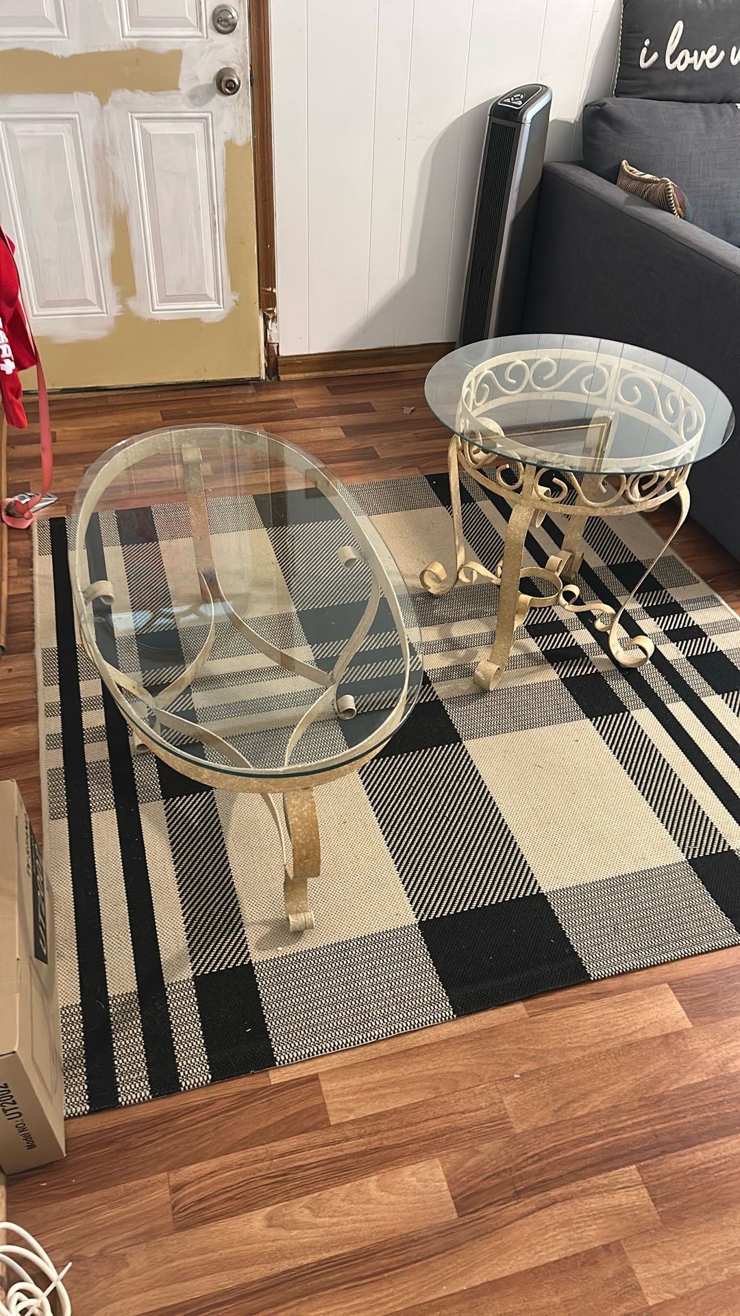 Wrought Iron Matching Coffee and End Tables (measures in description)