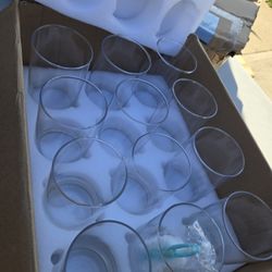 Set of 12 Clear Glass Cylinder Vases (2 Sponge Brushes Included), 3.5” W x 6” H, Flowers Vases, Decorative Centerpieces for Home, Events or Weddings

