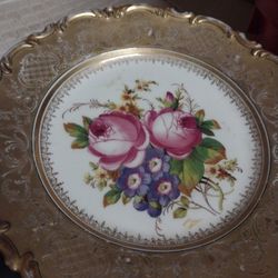 Antique Pirkenhammer Austria Hand Painted Gold Accent Plate
