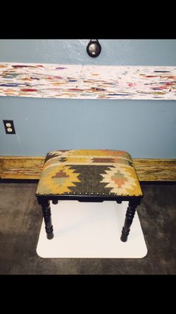 Mid-Century Kilem Rug Stool