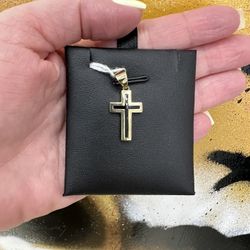 14k BLACK CROSS CHARM 