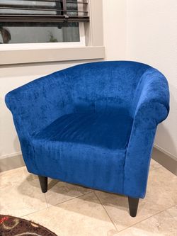 Blue Velvet Tub Accent Chair
