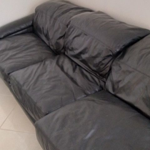 Black Leather Sofa, 3 Seater And 2 Seater