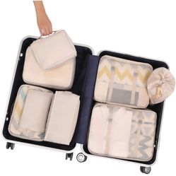 8 Set Packing Cubes Luggage Packing Organizers for Travel Accessories-Cream