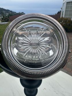 Silverplate Glass Coasters Set of 4 Starburst Pattern Decorative Rim Post-1940