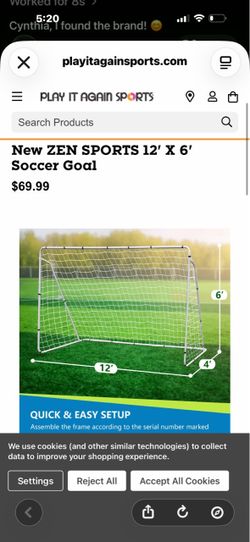 Zen Sports 12' x 6' Soccer Goal