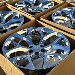 (4) 24" Chrome Snowflake STYLE Wheels for Chevy Silverado Tahoe GMC Sierra Yukon