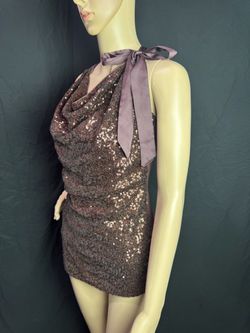 Jennifer Lopez Brown Sequin Tie Tank Top Size XS
