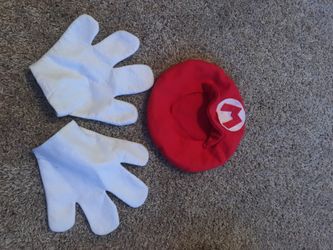 Mario bros handmade Hat and gloves