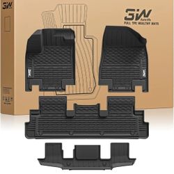 3W Floor Mats for Nissan Pathfinder 7 Seat 2022-2025 All Weather Fit TPE Liners