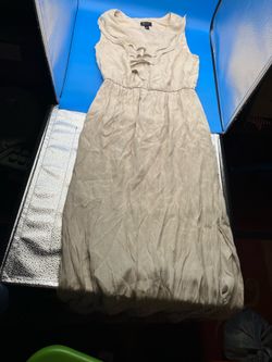 AB Studio beige smocked maxi dress Medium