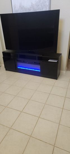 Modern Black Electric Fireplace TV Console