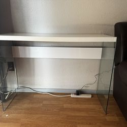 desk (white and glass)
