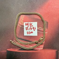 14K Solid Gold Ankle Bracelet For Wedding 11.5Gr 10 Inches Long 