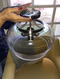New- Silver Light Fixture With Clear Glass Shade