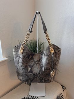 MICHAEL KORS Python Printed Suede Tote Bag