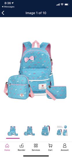 DiTeYaNuo 3 Pcs Kids Girls Lightweight Backpack Waterproof Canvas Polka Dot Shoulder Bag