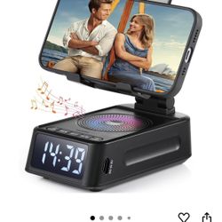 🆕 In 📦 Ideal Gifts for Men Women,Phone Holder,Stand with Bluetooth Wireless Speaker&Clock