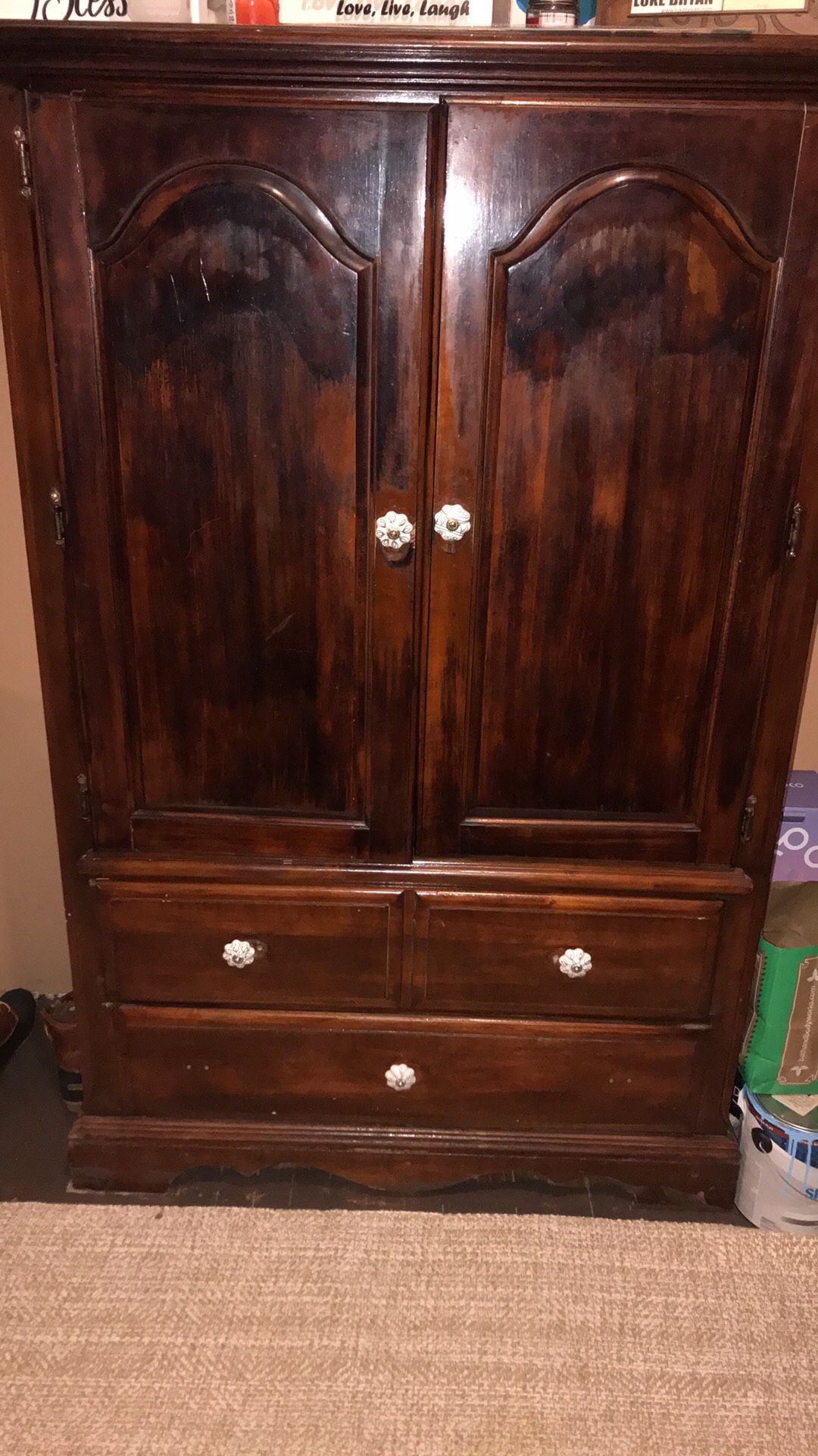 Wooden Cabinet With Shelves And 2 Drawers