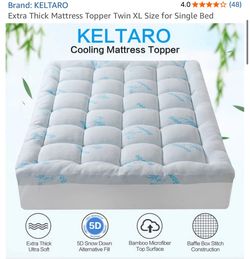 Bamboo Cooling Extra Thick Mattress Topper Twin XL Size