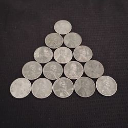 Lot Of 15 Vintage Old 1943 USA Lincoln Steel Pennies Coins 