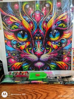 Multi Colored  Cat Face Diamond painting complete kit