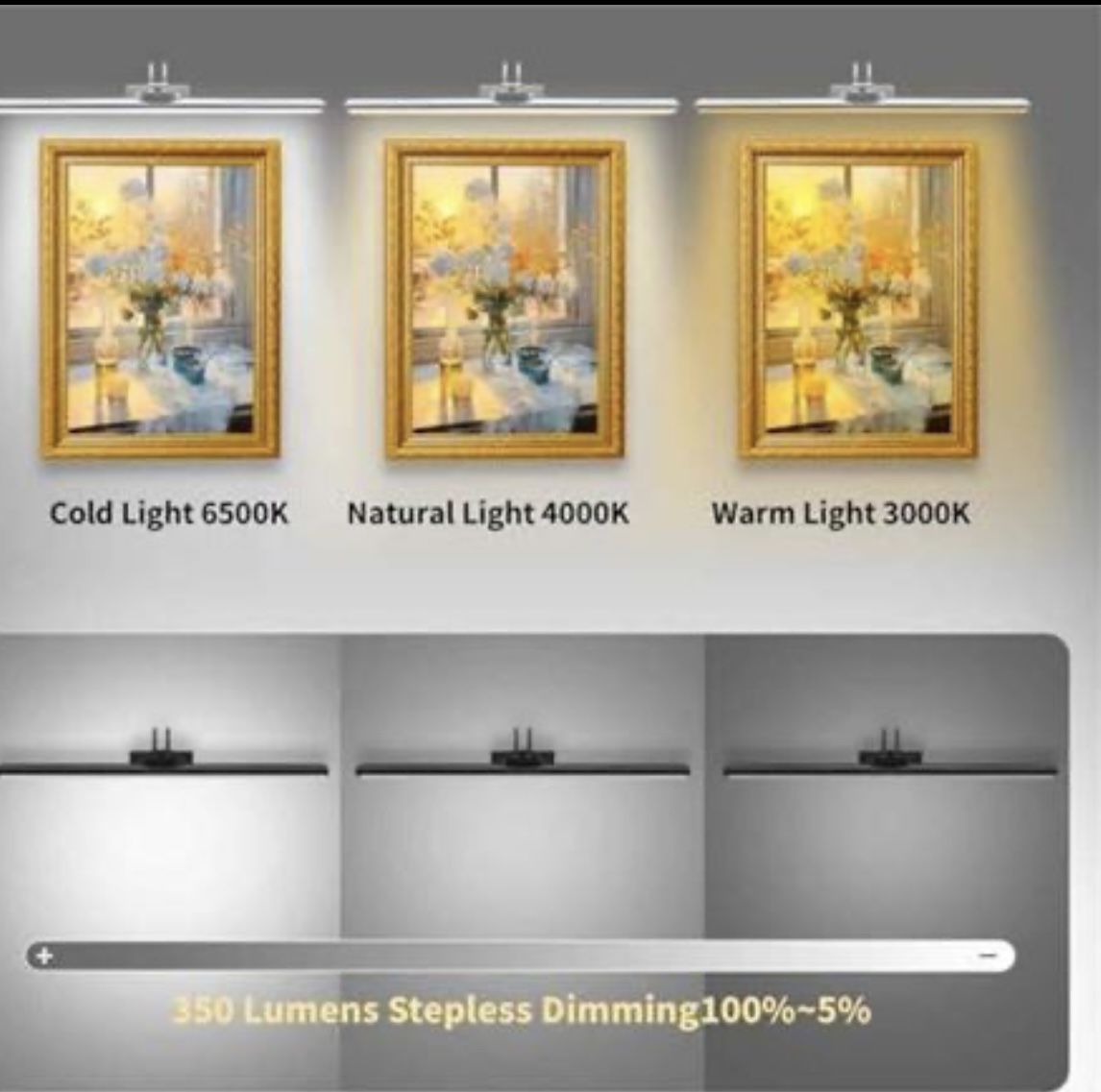 TIAUEU 26" Wireless Picture Lights, Rechargeable Battery Art Display Light (SR) MSRP: $72.98 - New - turns on