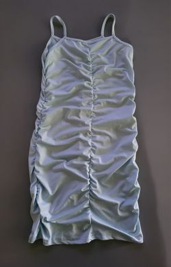 🩵 SHEIN Teen Girls Light Blue Ruched Bodycon Cami Dress Size 8–9Y