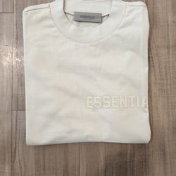 ‼️ Essentials Fear of God T Shirt Cream Beige Logo Tee Mens Short Sleeve Streetwear