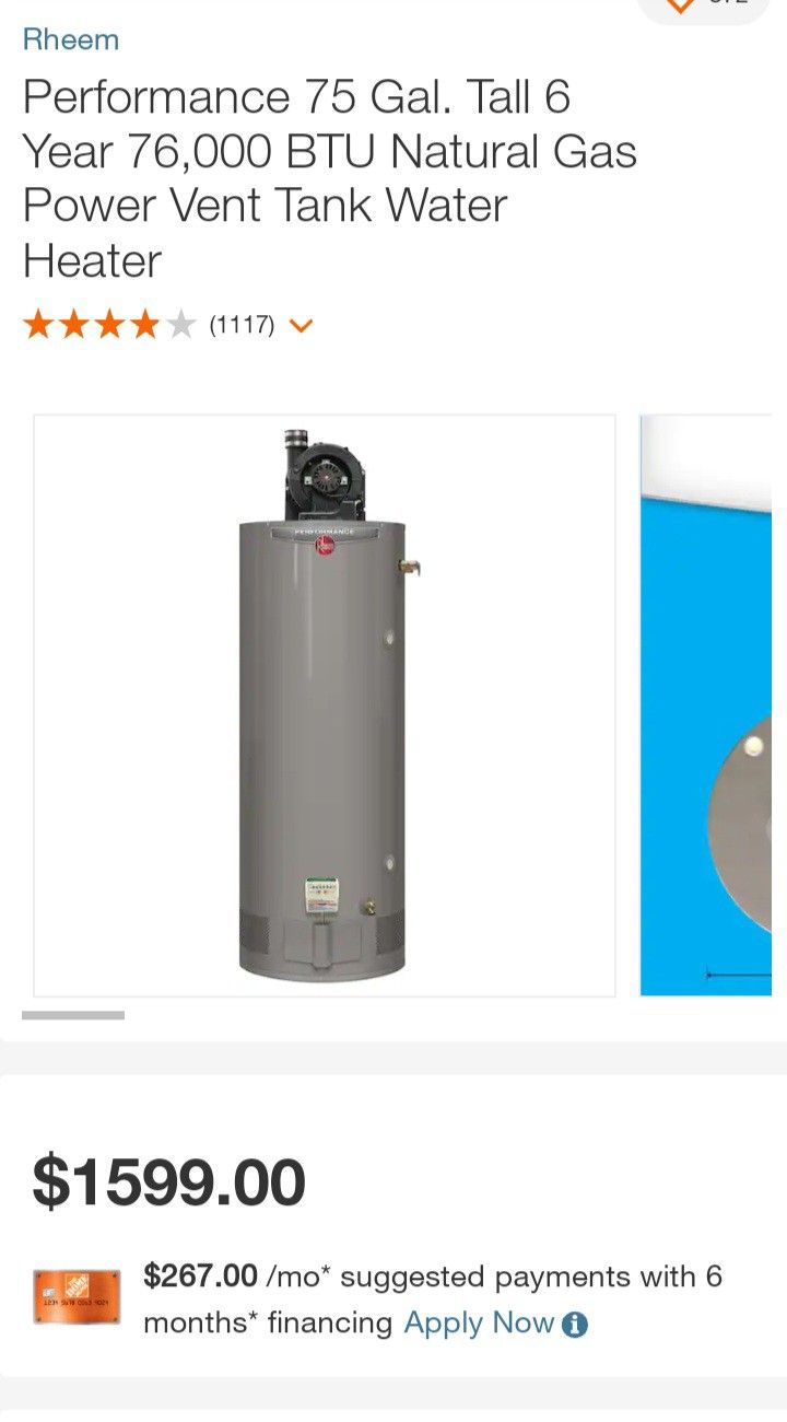 75 Gallon Power Vent Water Heaters